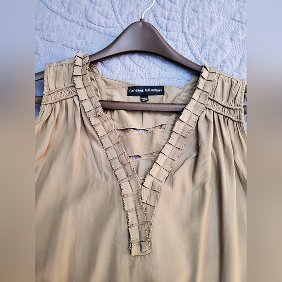 Catherine Malandrino fringe trim criss-cross tank top - Picture 3 of 7